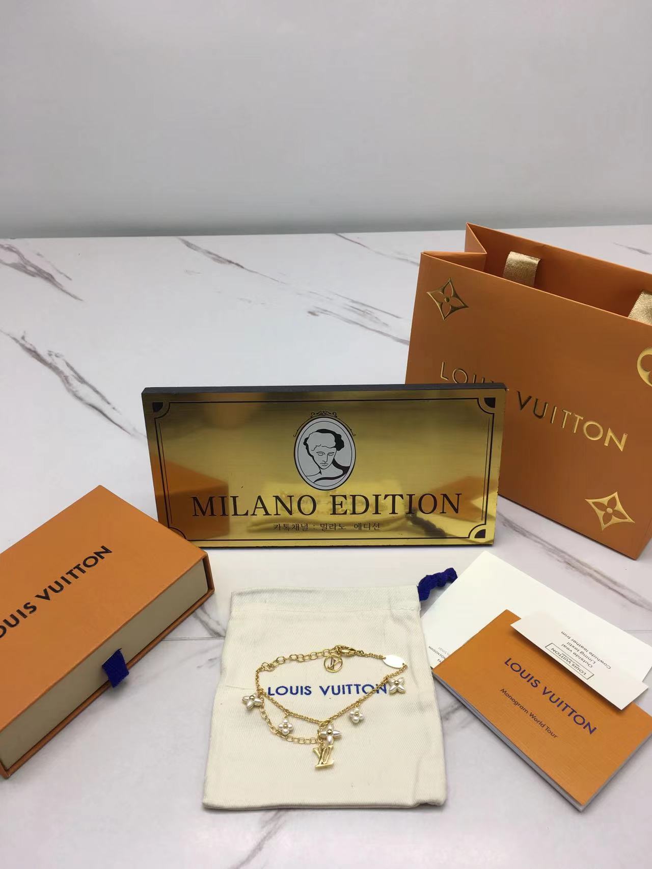 루이비통 lv 로고 목걸이 & 브레이슬릿 set