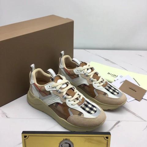 버버리 bbr 체크 레더 스웨이드 스니커즈 (남성용)