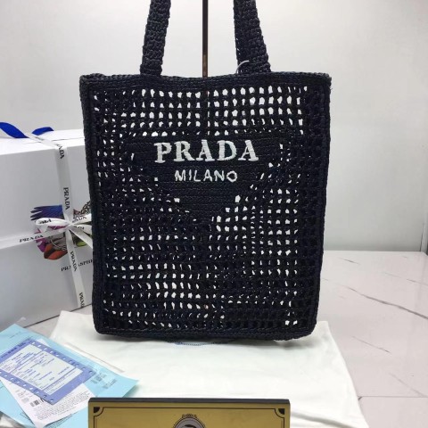 프라다 라피아 토트백