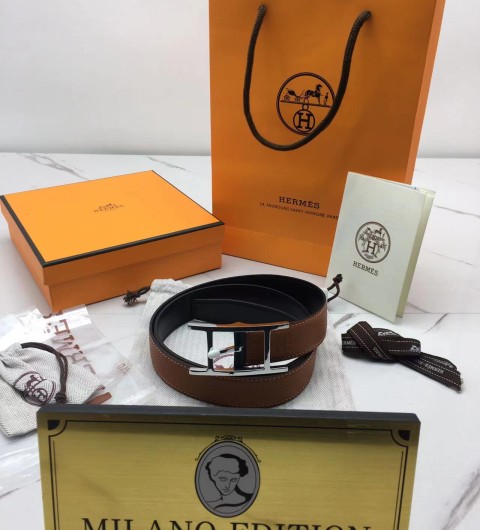 에르메스 쿠엔틴 리버시블 벨트 (컬러 브라운) (버클컬러 은장)