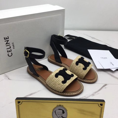 셀린느 23ss celine 트리오페 라피아 플랫 샌들
