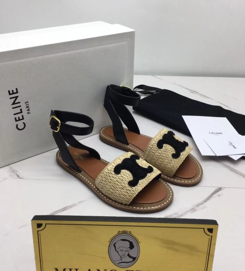 셀린느 23ss celine 트리오페 라피아 플랫 샌들