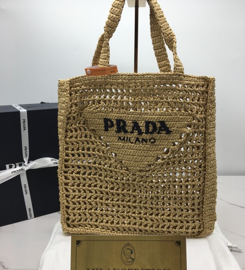 프라다 라피아 토트백