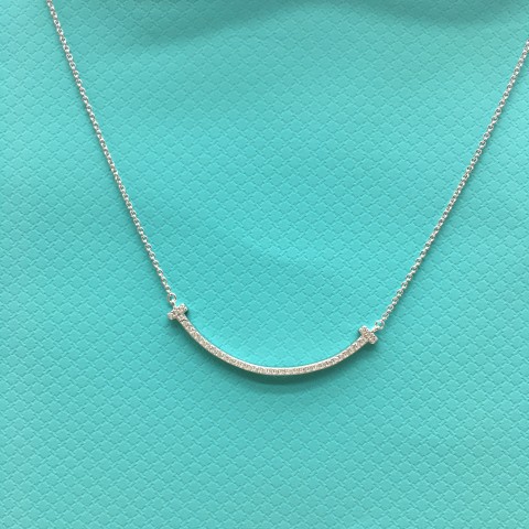 티파니 스마일 목걸이 (V-gold소재) (컬러 화이트골드) (6CM)
