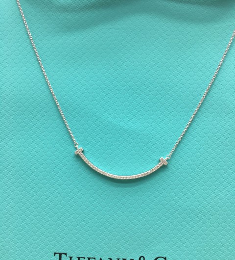 티파니 스마일 목걸이 (V-gold소재) (컬러 화이트골드) (6CM)